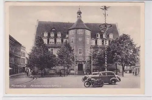 76172 Ak Merseburg Markt mit neuem Rathaus um 1930