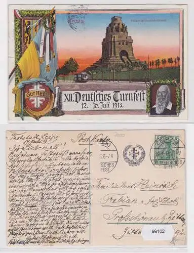 99102 Ak XII. Deutsches Turnfest 12.-16.06.1913 Leipzig - Völkerschlachtdenkmal