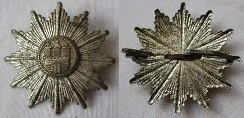 Metall Stern Kokarde für Polizei Hamburg Schirmmütze um 1950 (113953)