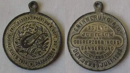 Versilberte Medaille Obererzgebirg. Sängerbund Schneeberg  1889  (161923)