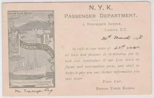 901425 Ak Nippon Yusen Kaisha Schifffahrtslinie Passenger Department 1908