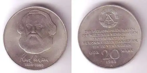 DDR Gedenk Münze 20 Mark Karl Marx 1983 (114657)