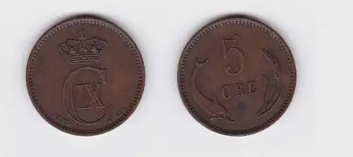 5 Öre Kupfer Münze Dänemark Delphin 1899 (133314)