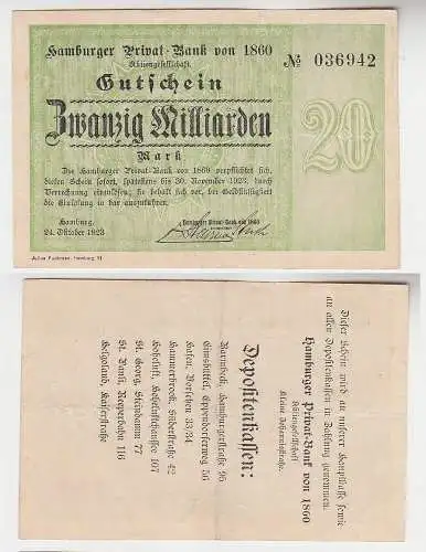20 Milliarden Mark Banknote Hamburger Privat Bank 24.10.1923 (115856)