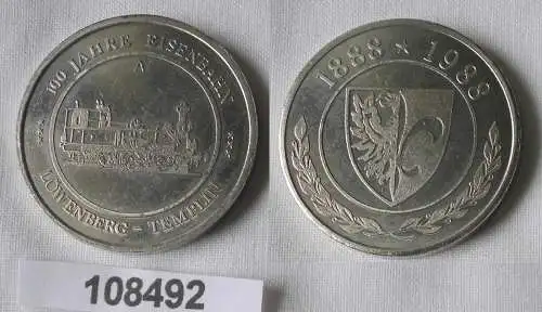 Seltene DDR Medaille 100 Jahre Eisenbahn Löwenberg Templin 1888-1988 (108492)