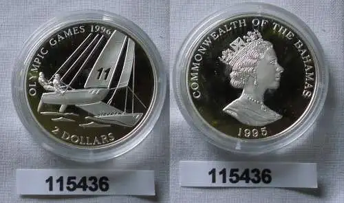 2 Dollar Silber Münze Bahamas Olympiade 1996 Atlanta Segler 1995 (115436)