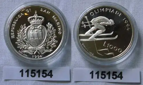 1000 Lira Münze San Marino Olympiade Lillehammer 1994 Skirennläufer (115154)