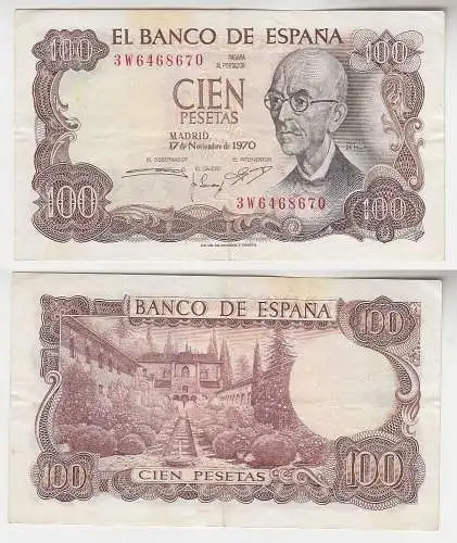 100 Peseta Banknote Spanien 17.11.1970 (115851)