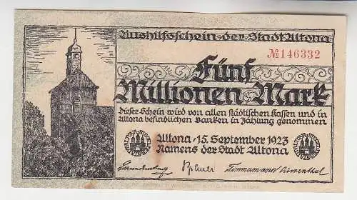 5 Millionen Mark Banknote Aushilfsschein der Stadt Altona 15.9.1923 (114719)