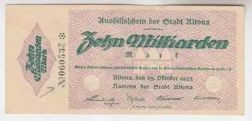 10 Milliarden Mark Banknote Aushilfsschein der Stadt Altona 25.10.1923 (115812)