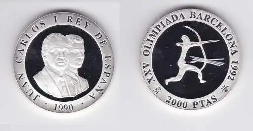 2000 Pesetas Silbermünze Spanien Olympiade Barcelona 1992, 1990 (124281)