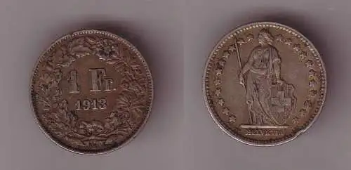 1 Franc Silber Münze Schweiz 1913 (115777)