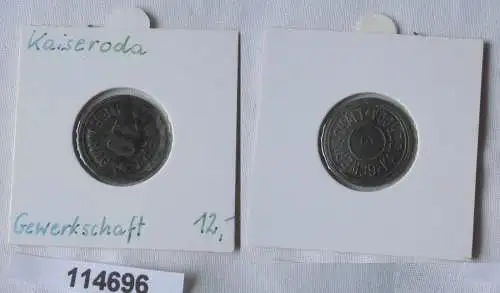alte Zink Wertmarke 10 Pfennig Gewerkschaft Kaiserroda um 1920 (114696)