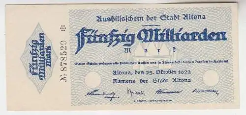 50 Milliarden Mark Banknote Aushilfsschein der Stadt Altona 25.10.1923 (115683)
