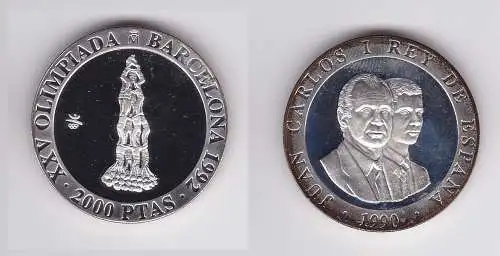 2000 Pesetas Silbermünze Spanien Olympiade Barcelona 1992, 1990 (124563)