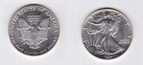 1 Dollar Silber Münze Silver Eagle USA 1987 1 Unze Feinsilber  (124264)