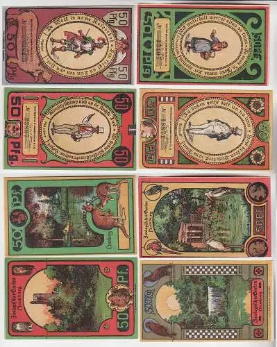 4 x 50 Pfennig Banknoten Notgeld Hamburg Zoologischer Garten 1921 (116202)