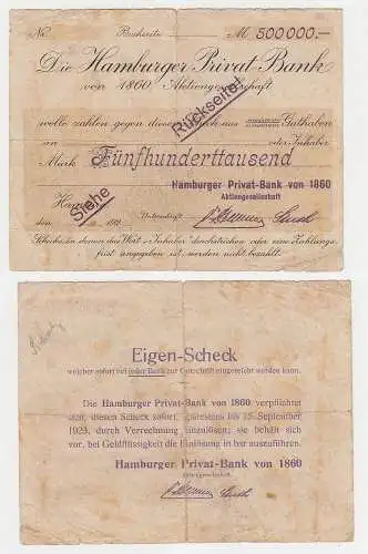 500000 Mark Banknote Hamburger Privat Bank 1923 (115795)
