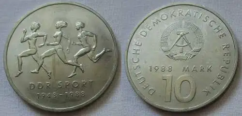 DDR Gedenk Münze 10 Mark 40 Jahre DDR Sport 1988 (143305)
