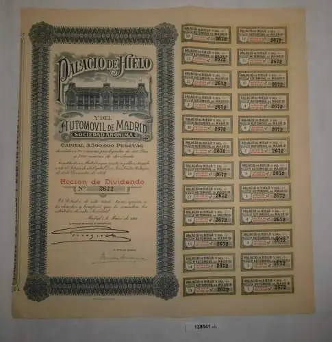 500 Pesetas Aktie Palacio de Hielo y del Automóvil de Madrid März 1921 (128641)