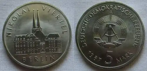 DDR Gedenk Münze 5 Mark Berlin Nikolai Viertel 1987 Stempelglanz (143285)