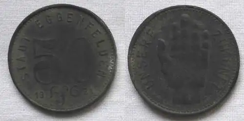 50 Pfennig Zink Münze Notgeld Stadt Eggenfelden 1921 (122981)