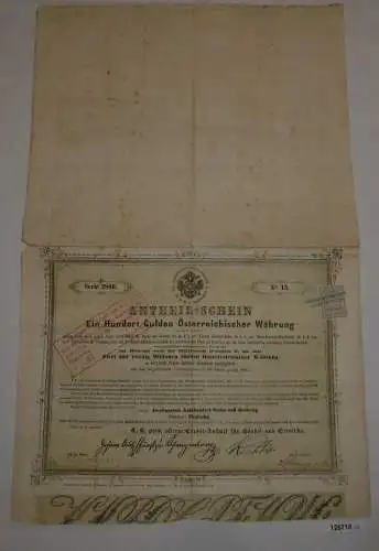 100 Gulden Anteilsschein K.K. priv. österr. Credit-Anstalt für Handel (126718)