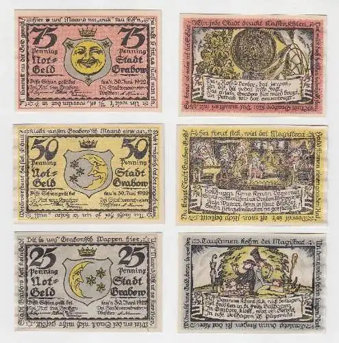 3 Banknoten Notgeld Stadt Grabow 1922 (115282)