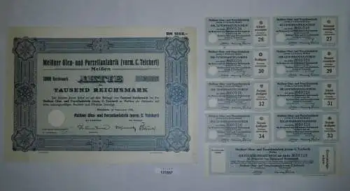 1000 RM Aktie Meißner Ofen- und Porzellanfabrik (vorm.C.Teichert) 1934 (131897)