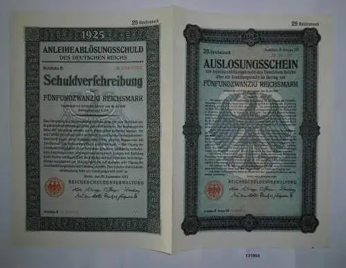 12,50 Mark Aktie Reichsschuldenverwaltung Berlin 25.September 1925 (131894)