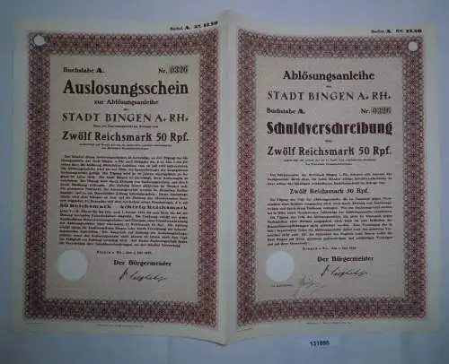 12,5 Reichsmark Ablösungsanleihe der Stadt Bingen 1.Juli 1929 (131895)