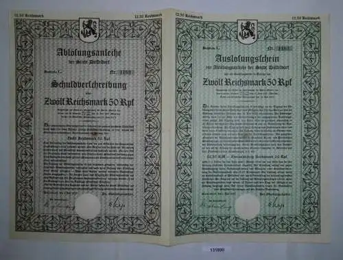 12,5 Reichsmark Ablösungsanleihe der Stadt Düsseldorf 1.Juli 1927 (131890)
