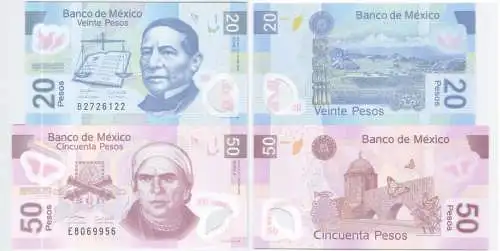 20 und 50 Pesos Banknoten Mexiko (2000) Pick 111, 112 UNC (119055)