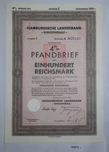 100 Mark Aktie Pfandbrief Hamburgische Landesbank Januar 1943 (132072)