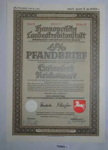 1000 Reichsmark Pfandbrief Hannoverschen Landeskreditanstalt 15.Jan.1943(132051)