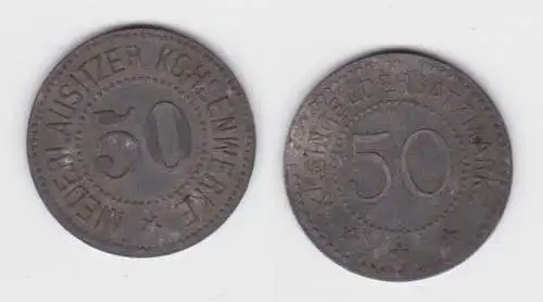 50 Pfennig Zink Münze Notgeld Niederlausitzer Kohlenwerke ohne Jahr (140472)