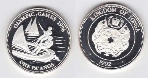 1 Pa´anga Silber Münze Tonga Olympia Atlanta 1996, Segler 1992 (141330)