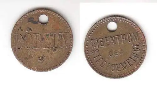 alte Messing Münze Wertmarke Eigentum der Stadtgemeinde Döbeln um 1920 (113288)