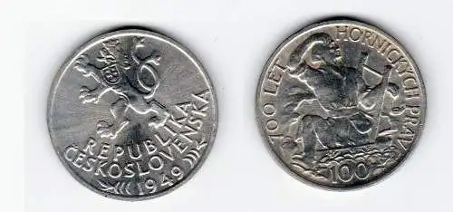 100 Kronen Silber Münze Tschechoslowakei 1949 (129974)