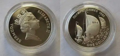 1 Dollar Silber Münze Bermuda Olympiade 1992 Barcelona Segler (109018)