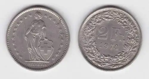 2 Franken Nickel Münze Schweiz 1974 (138371)