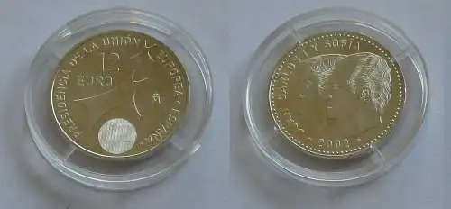 12 Euro Silbermünze Spanien Juan Carlos & Sofia EU Präsidentschaft 2002 (132173)