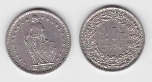 2 Franken Nickel Münze Schweiz 1974 (139471)