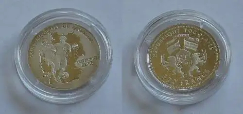 500 Francs Silber Münze Togo 2001 Fußball WM Deutschland 2006 PP (131846)