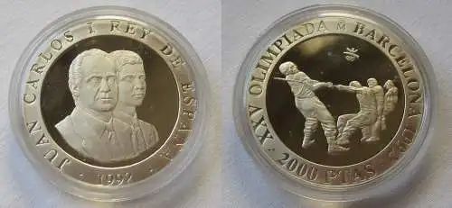 2000 Pesetas Silbermünze Spanien Olympiade Barcelona 1992, 1992 (105254)