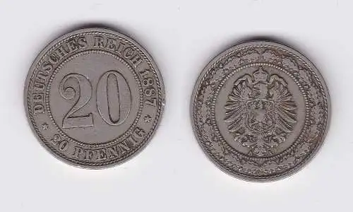20 Pfennig Nickel Münze Kaiserreich 1887 A, Jäger 6  (113212)