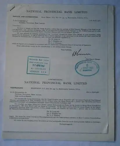 seltenes Scheckvordruck Muster National Provincial Bank Limited 1965 (132966)