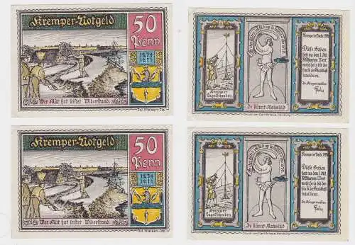 2 x 50 Pfennig Banknoten Stadt Krempe Dezember 1920 (132798)