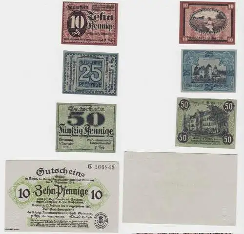2x 10, 25 & 50 Pfennig Banknoten Stadt Grimma 1917/1918 (132125)