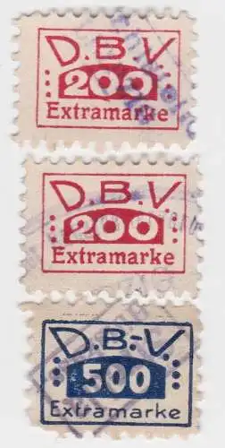 3 seltene Extra Marken D.B.V. um 1920 (14212)